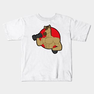 Horse as Bodybuilder with Dumbbell Kids T-Shirt